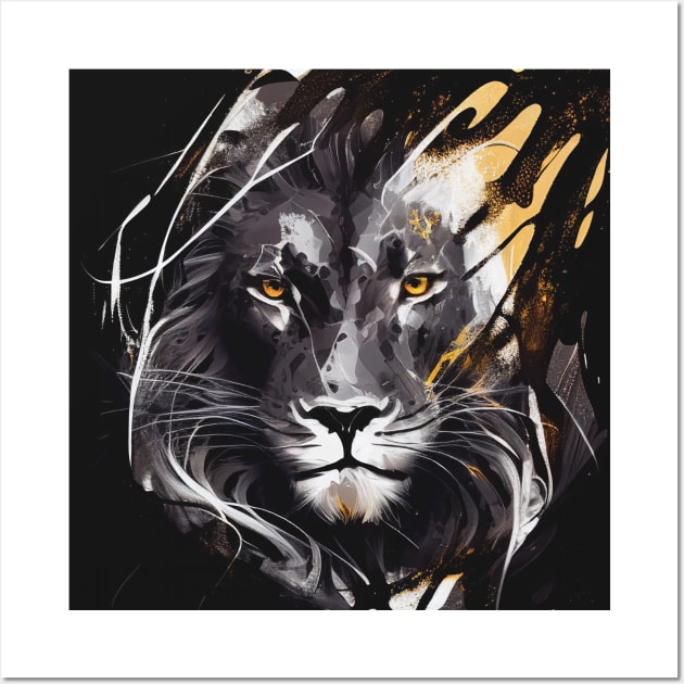 Lion Portrait Animal Painting Dark Character Wildlife Adventure Wall Art by Cubebox